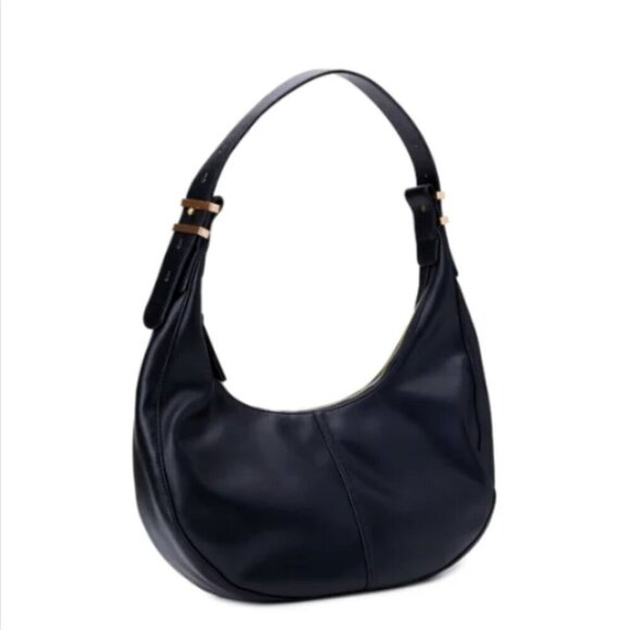 Time and Tru Farah Hobo Shoulder Strap Handbag Black With Metal Accents #37R - Picture 4 of 9